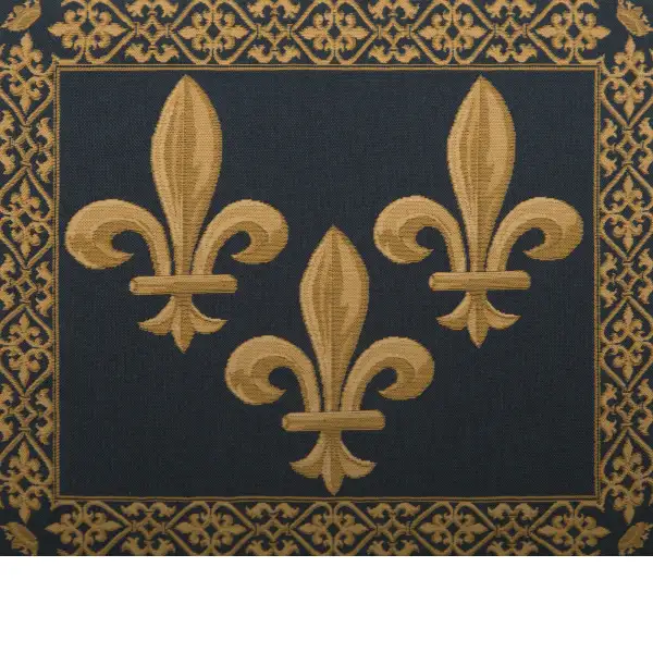 Fleur de Lys III Blue Belgian Cushion Cover | Close Up 1