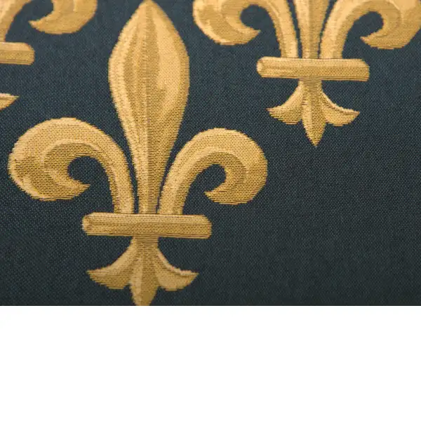 Fleur de Lys III Blue Belgian Cushion Cover | Close Up 2