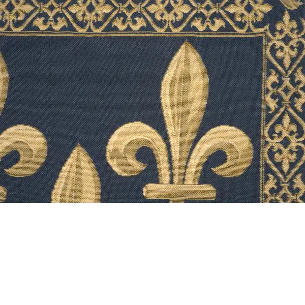 Fleur De Lys III Blue Belgian Cushion Cover - 18 in. x 18 in. Cotton/Viscose/Polyester by Charlotte Home Furnishings | Close Up 3