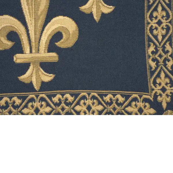 Fleur De Lys III Blue Belgian Cushion Cover - 18 in. x 18 in. Cotton/Viscose/Polyester by Charlotte Home Furnishings | Close Up 4