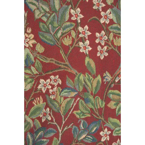 The Tree Of Life Portiere Red Belgian Tapestry - 24 in. x 70 in. Cotton/Viscose/Polyester by William Morris | Close Up 1