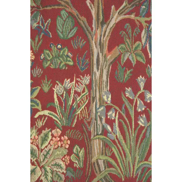 The Tree Of Life Portiere Red Belgian Tapestry - 24 in. x 70 in. Cotton/Viscose/Polyester by William Morris | Close Up 2