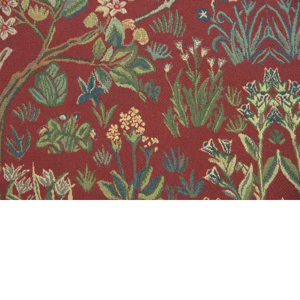 The Tree of Life Forest Red Belgian Tapestry | Close Up 1