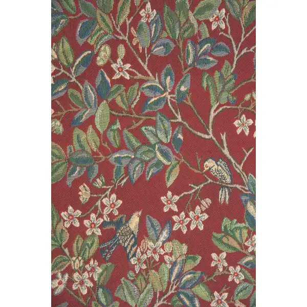 Tree Of Life Red William Morris Belgian Tapestry - 51 in. x 69 in. Cotton/Viscose/Polyester by William Morris | Close Up 1