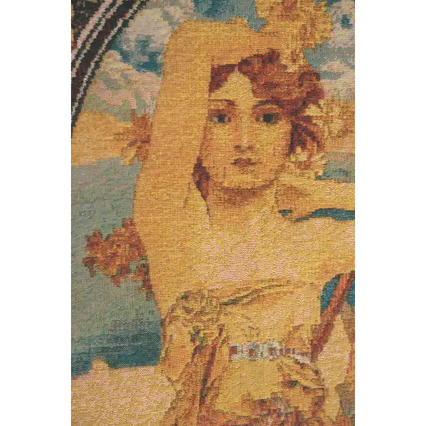 Mucha Jour II Belgian Tapestry Wall Hanging - 21 in. x 61 in. Cotton/Viscose/Polyester by Alphonse Mucha | Close Up 1