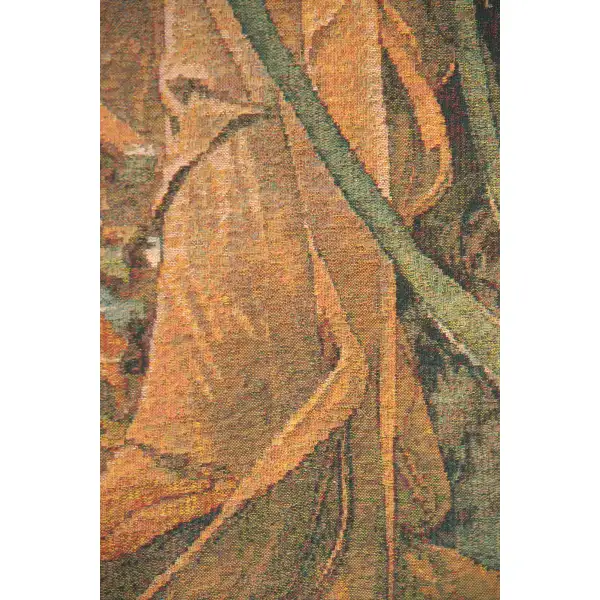 Mucha Soir Bright Belgian Tapestry Wall Hanging - 14 in. x 38 in. Cotton/Viscose/Polyester by Alphonse Mucha | Close Up 2