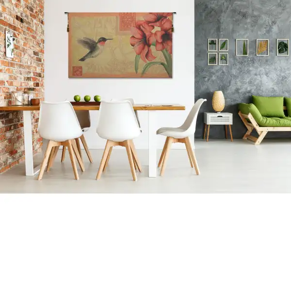 Hummingbird and Amaryllis Fine Art Tapestry | Life Style 1