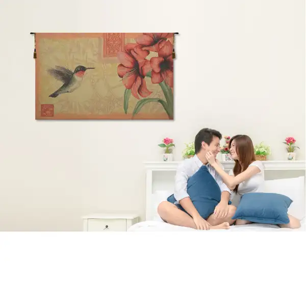 Hummingbird and Amaryllis Fine Art Tapestry | Life Style 2