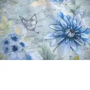 Spring Mix Bluebird Floral Tapestry Table Mat | Close Up 1