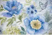 Spring Mix Bluebird Floral Tapestry Table Mat | Close Up 2