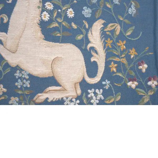 Licorne Fleuri Blue Cushion - 19 in. x 19 in. Cotton by Charlotte Home Furnishings | Close Up 4