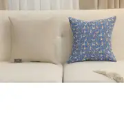 Mille Fleurs And Little Animals Blue Tapestry Cushion Cover - 14 in. x 14 in. Cotton by Charlotte Home Furnishings Inc | Close Up 5