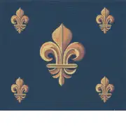 Five Fleur de Lys Blue Cushion | Close Up 1