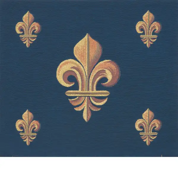 Five Fleur De Lys Blue Cushion - 19 in. x 19 in. Cotton by Charlotte Home Furnishings | Close Up 1