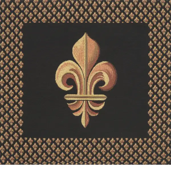 Framed Fleur De Lys Black Cushion - 19 in. x 19 in. Cotton by Charlotte Home Furnishings | Close Up 1