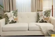 Unicorn And Does Forest White Tapestry Cushion Cover - 19 in. x 19 in. Cotton by Charlotte Home Furnishings Inc | Close Up 5
