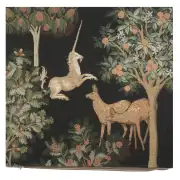 Unicorn and Does Forest Black Cushion | Close Up 1