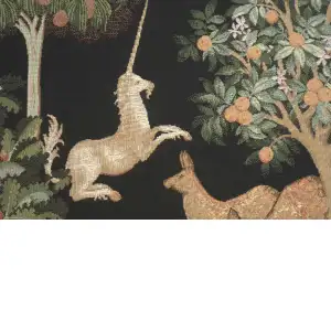 Unicorn And Does Forest Black Tapestry Cushion Cover - 19 in. x 19 in. Cotton by Charlotte Home Furnishings Inc
