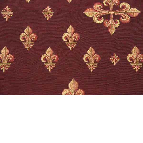 Grand Fleur De Lys Red Decorative Throw - 60 in. x 60 in. Cotton/Viscose/Polyester by Charlotte Home Furnishings | Close Up 1