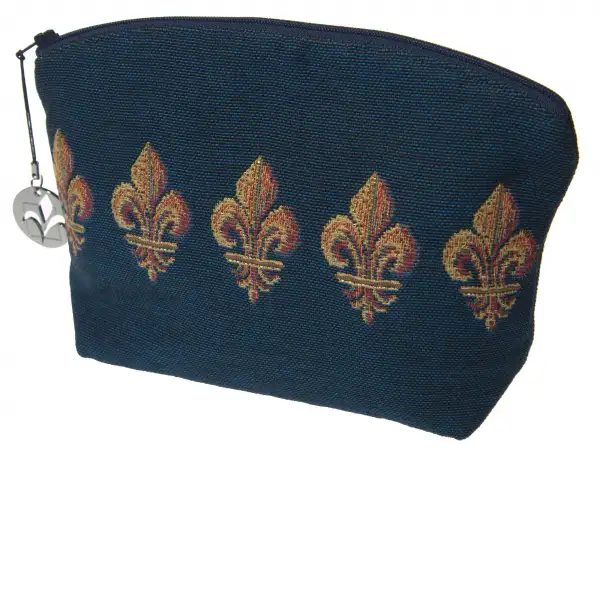 Fleur de Lys Blue Purse Hand Bag | Close Up 1