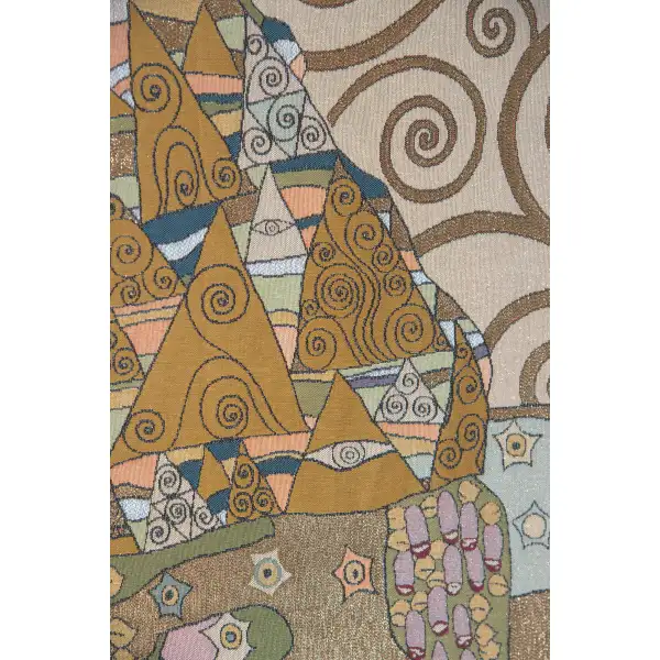L'Attente Klimt A Gauche Clair French Wall Tapestry - 28 in. x 58 in. Cotton/Viscose/Polyester by Gustav Klimt | Close Up 2