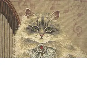 Cat With Harp Belgian Cushion Cover - 18 in. x 18 in. Cotton by Charlotte Home Furnishings Inc