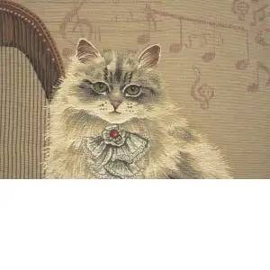 Cat With Harp Belgian Cushion Cover - 18 in. x 18 in. Cotton by Charlotte Home Furnishings Inc