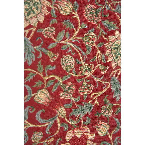 Fleur De Morris Red Belgian Table Runner | Close Up 1