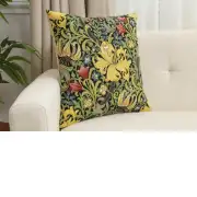 Golden Lily Black William Morris Belgian Sofa Pillow Cover | Close Up 1