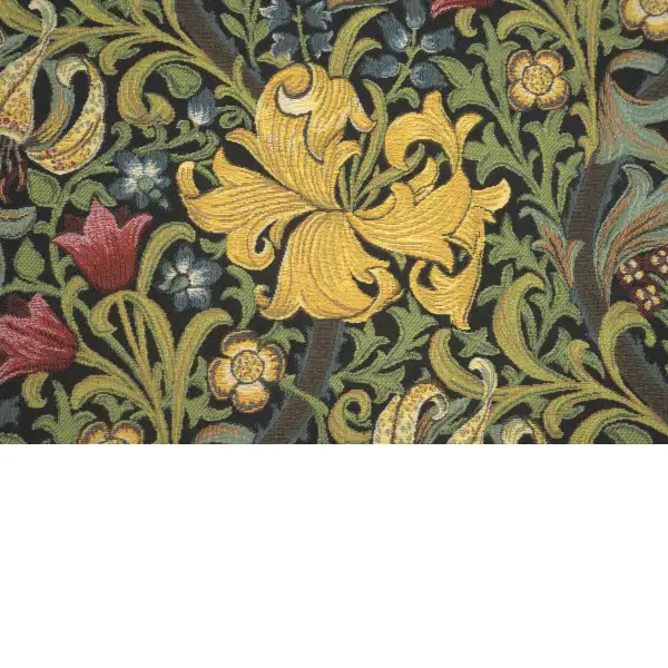 Golden Lily Black William Morris Belgian Cushion Cover - 18 in. x 18 in. Cotton/Polyester/Viscous by William Morris | Close Up 2