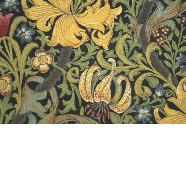 Golden Lily Black William Morris Belgian Cushion Cover - 18 in. x 18 in. Cotton/Polyester/Viscous by William Morris | Close Up 4