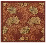 Chrysanthemum Brown Belgian Couch Pillow | Close Up 1