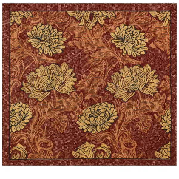 Chrysanthemum Brown Belgian Cushion Cover - 16 in. x 16 in. Cotton/Viscose/Polyester by William Morris | Close Up 1