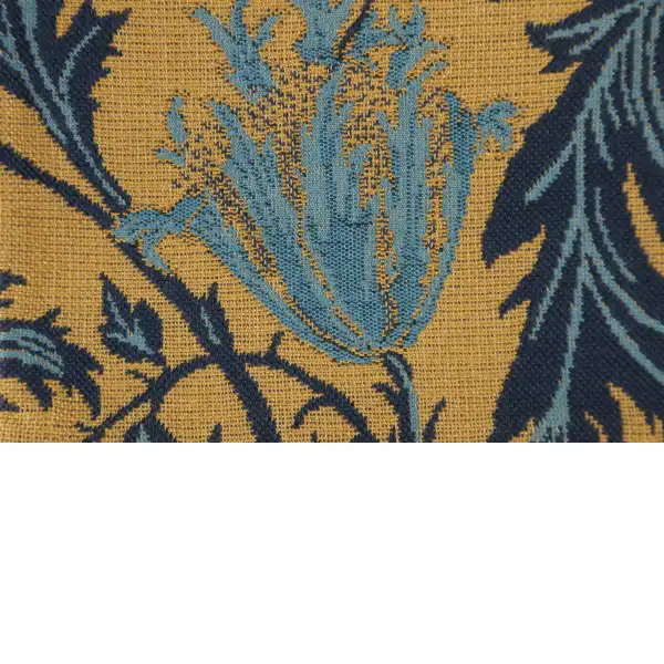 Anemone Blue Gold Belgian Cushion Cover - 16 in. x 16 in. Cotton/Viscose/Polyester by William Morris | Close Up 2