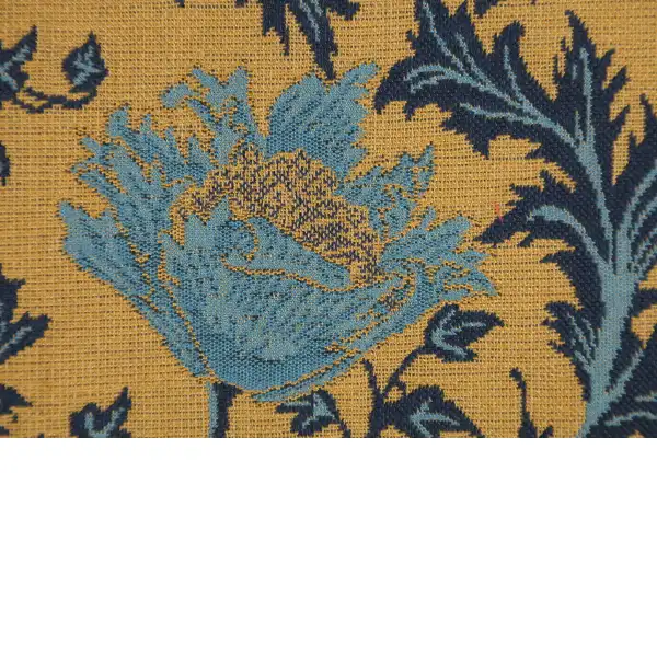Anemone Blue Gold Belgian Cushion Cover - 16 in. x 16 in. Cotton/Viscose/Polyester by William Morris | Close Up 3