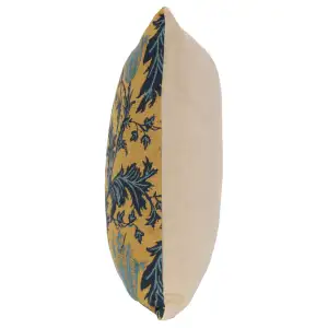 Anemone Blue Gold Belgian Cushion Cover - 16 in. x 16 in. Cotton/Viscose/Polyester by William Morris