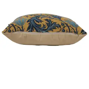 Anemone Blue Gold Belgian Cushion Cover - 16 in. x 16 in. Cotton/Viscose/Polyester by William Morris
