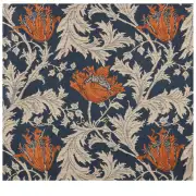 Anemone Blue Rust Belgian Couch Pillow | Close Up 1