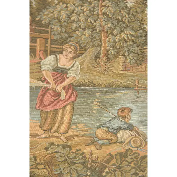 Washing by the Lake Small without Border Italian Tapestry | Close Up 2