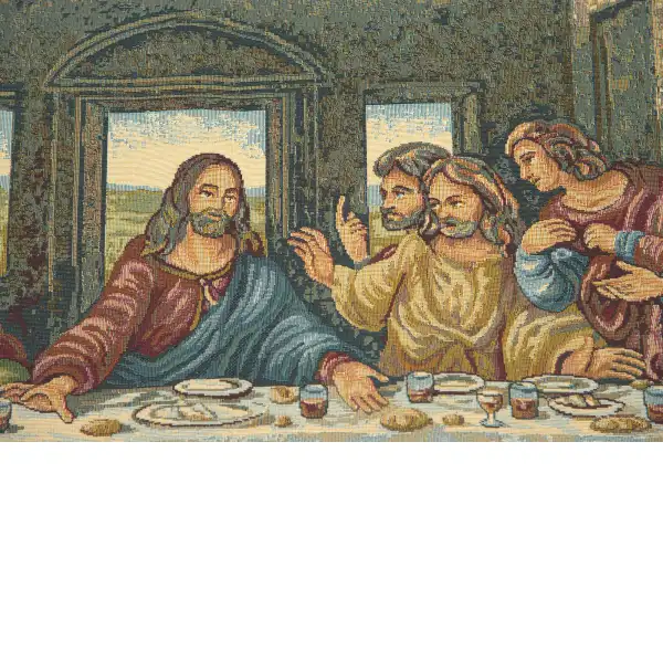 Last Supper III Italian Tapestry - 54 in. x 30 in. Cotton/Polyester/Viscose by Leonardo da Vinci | Close Up 2