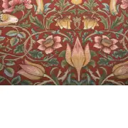 Roses and Birds Red French Couch Cushion | Close Up 3