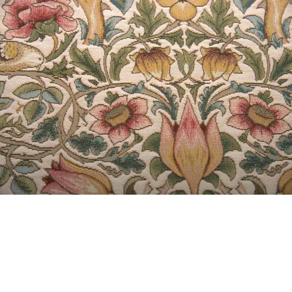 Roses and Birds White French Couch Cushion | Close Up 3