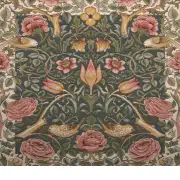 Roses and Birds Blue French Couch Cushion | Close Up 1