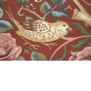 Zoom Bird and Roses Red Cushion | Close Up 3