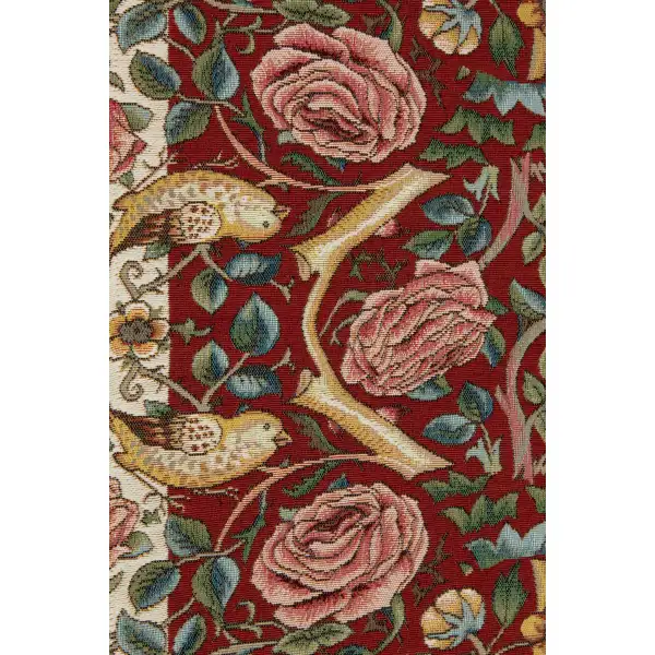 Roses and Birds II Red Decorative Table Mat | Close Up 3