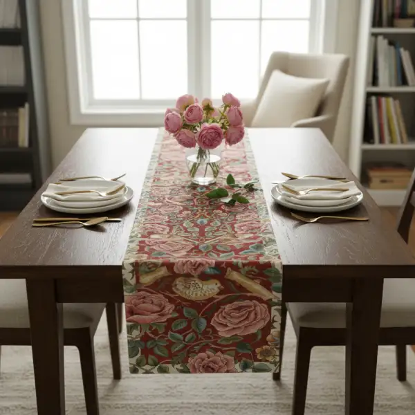 Roses and Birds II Red Decorative Table Mat | Life Style 1