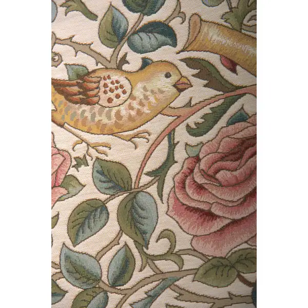 Roses and Birds II White French Table Mat | Close Up 1