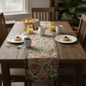 Roses and Birds II White French Table Mat