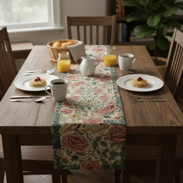 Roses and Birds II White Decorative Table Mat | Life Style 2