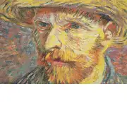 Van Gogh's Self Portrait With Straw Hat Large Belgian Cushion Cover - 18 in. x 18 in. Cotton/Viscose/Polyester by Vincent Van Gogh | Close Up 2